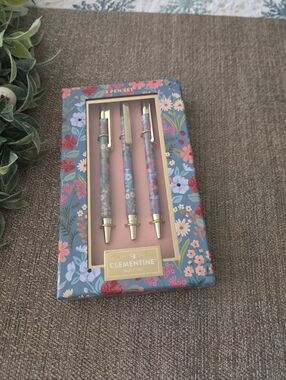 Clementine Floral Ballpoint Pen Set - Blue/Pink